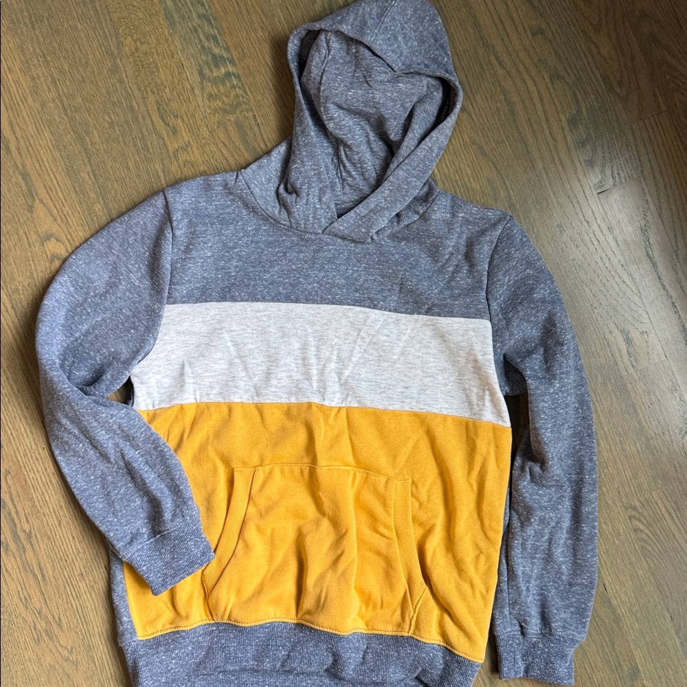 Gray and Yellow Colorblock Hoodie